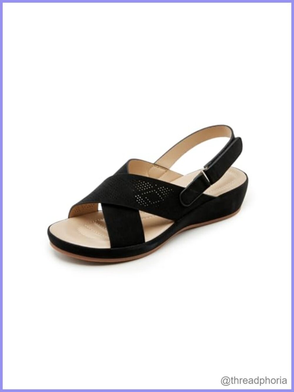 Women's Low Wedge Slingback Sandals with Cross Straps